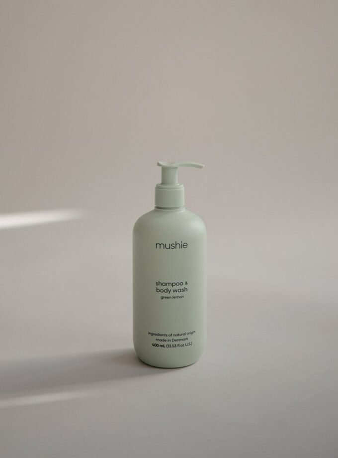 Mushie kūdikių šampūnas ir kūno prausiklis Green Lemon Cosmos - 400 ml