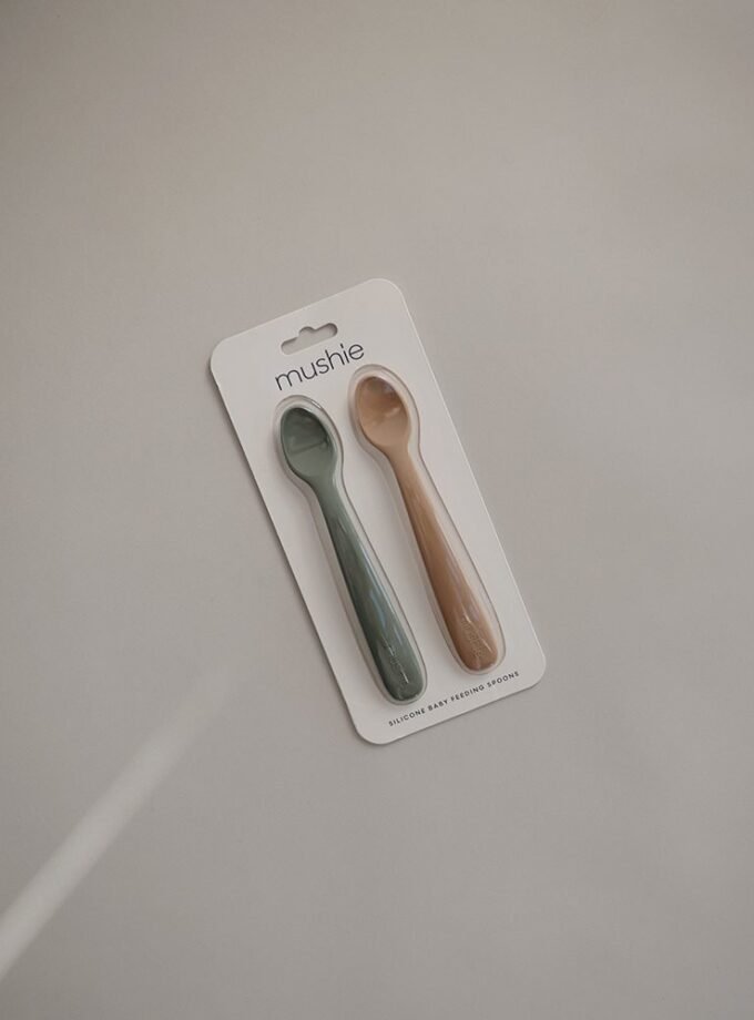 Mushie silikoniniai šaukšteliai 2 vnt - Dried Thyme/Natural