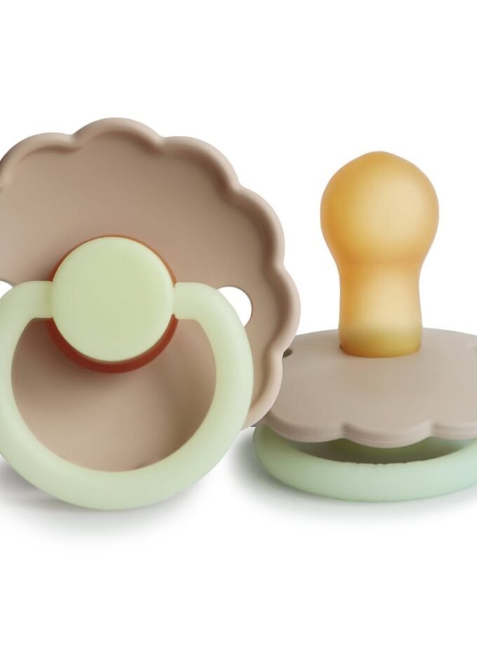 FRIGG Daisy - Round Latex Pacifier - Croissant Night - Size 1