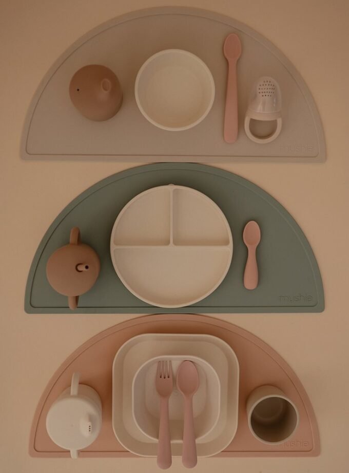 Mushie silikoniniai šaukšteliai 2 vnt - Dried Thyme/Natural