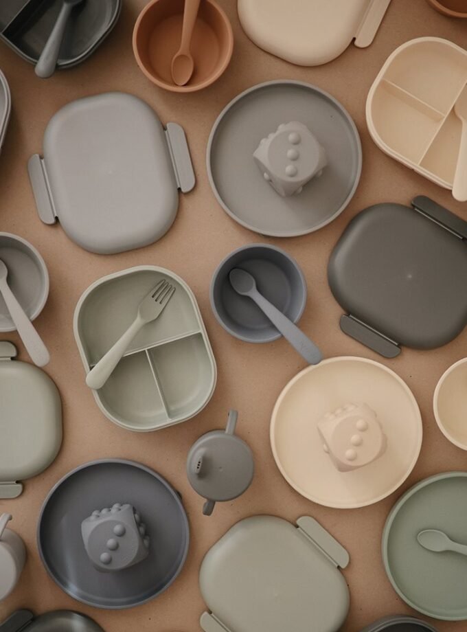 Mushie maisto dėžutė su įrankiais - Ivory