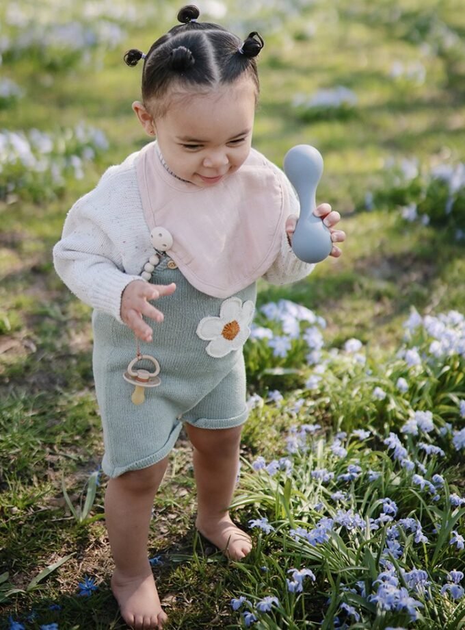 Mushie Silicone Baby Rattle Toy - Natural