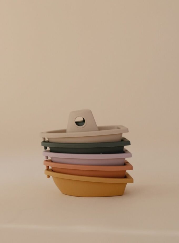 Mushie Bath Play Set - Boats Rustic