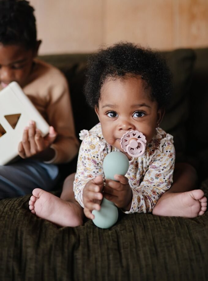 Mushie Silicone Baby Rattle Toy - Cambridge Blue