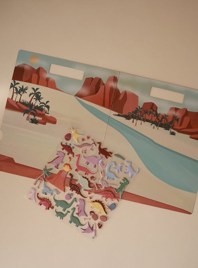 Daugkartinio naudojimo lipdukų rinkinys Mushie – Dino