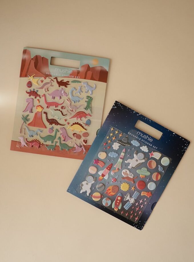 Daugkartinio naudojimo lipdukų rinkinys Mushie – Dino